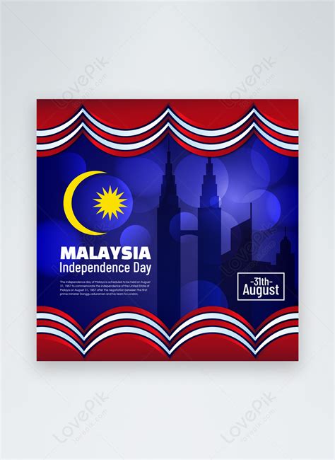 Banner Ng Social Media Ng Araw Ng Kalayaan Sa Malaysia Larawan Numero