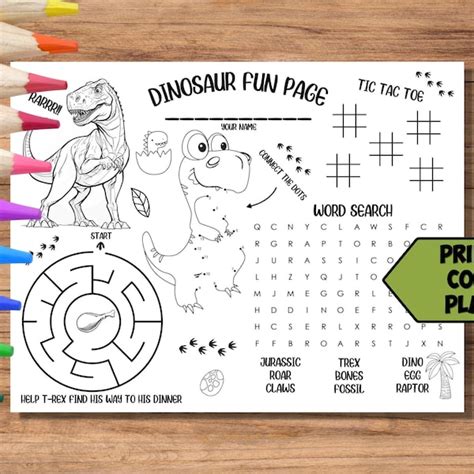 Dinosaur Activity Worksheets Etsy