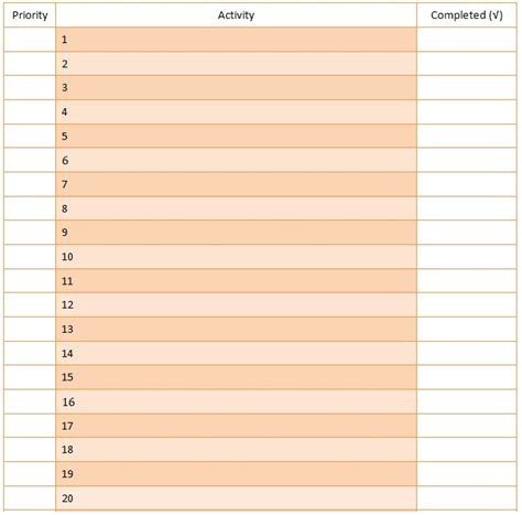 Professional Daily Task List Template (Excel, Word, PDF) - Excel TMP