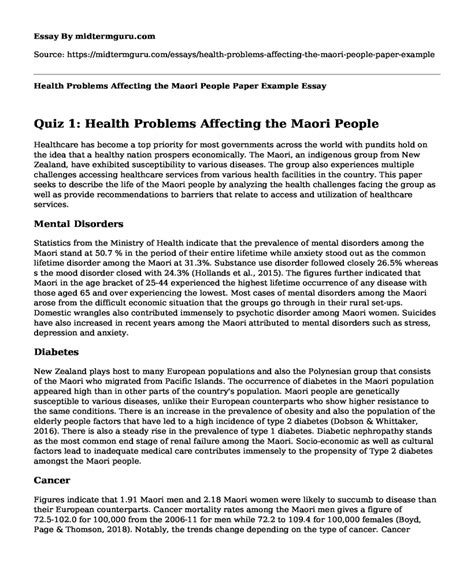 📚 Health Problems Affecting The Maori People Paper Example Free Essay Term Paper Example