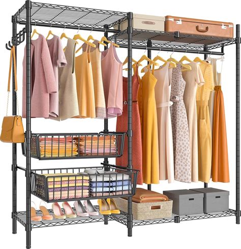 V9 Protable Closet Rack For Hanging Clothes Freestanding Clothes Rack