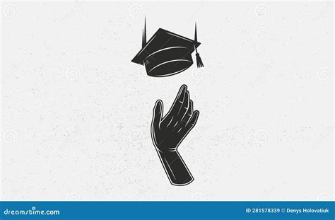 Graduation Concept Hand Throwing Graduation Hat Stock Vector Illustration Of Isolated