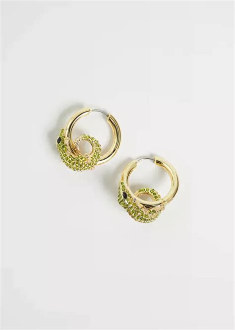 Rhinestone Embellished Lizard Hoops Lime Hoops And Other Stories Us