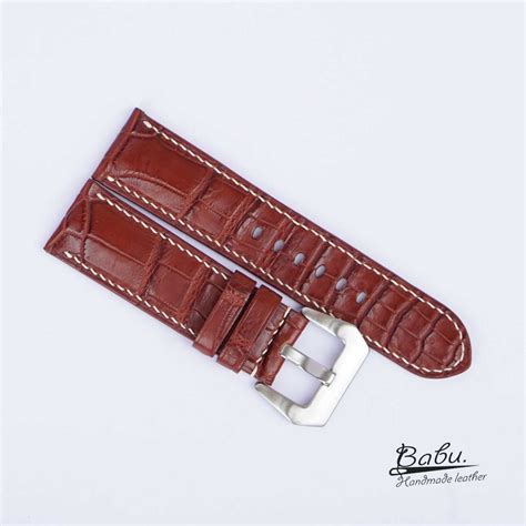 Brown Alligator Watch Band Premium Leather Strap For Panerai Sw267 Babu Handmade Leather