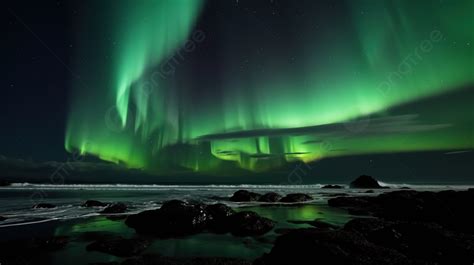 Aurora Bore At Midnight Ocean Wyoming Background Picture Of Aurora