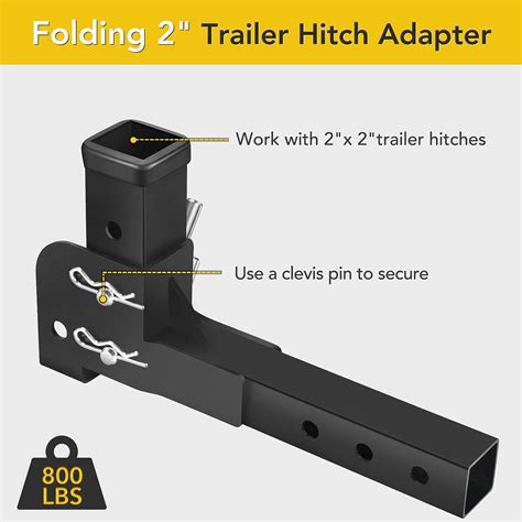 Hvdi Folding 2 Trailer Hitch Adapter 800lbs Foldable 2 Inch Receiver