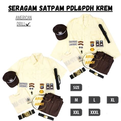 Jual Paket Lengkap Baju Seragam Setelan Pdl Pdh Satpam Security Krem