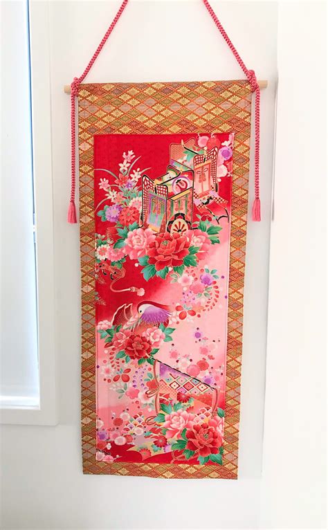 Japanese Wall Hanging Asian Wall Decor Kimono Goodwill Etsy