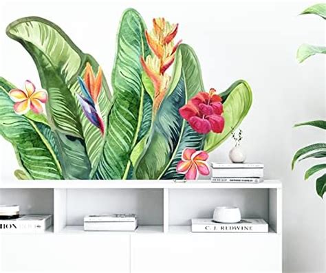 Molancia Tropical Hibiscus Flower Wall Decals Nature Palm