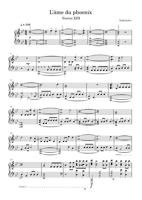 Lâme du Phoenix Yuston XIII L âme du phoenix Sheet music for Piano