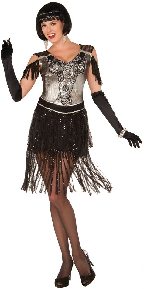 Women S Enchanted Roaring 20 S Black And Silver Flapper Costume Fancy