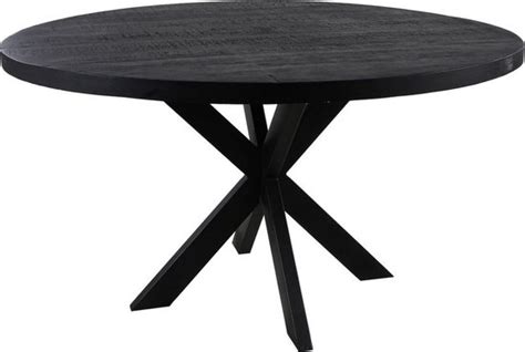 Hsm Collection Eettafel Rond Melbourne Cm Zwart Mangohout Metaal Bol