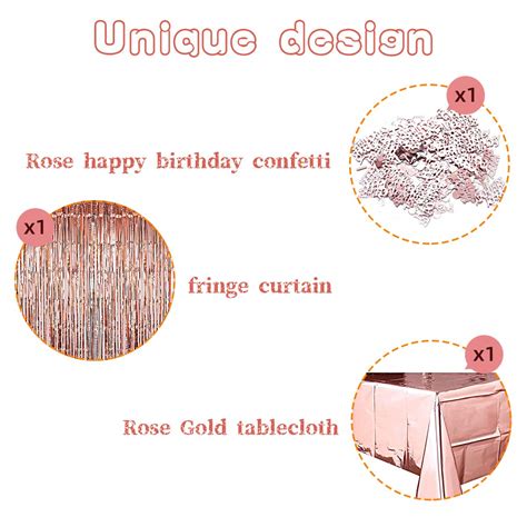 Funnlot 93 Pcs Rose Gold Birthday Decorations Rose Gold Balloon Happy