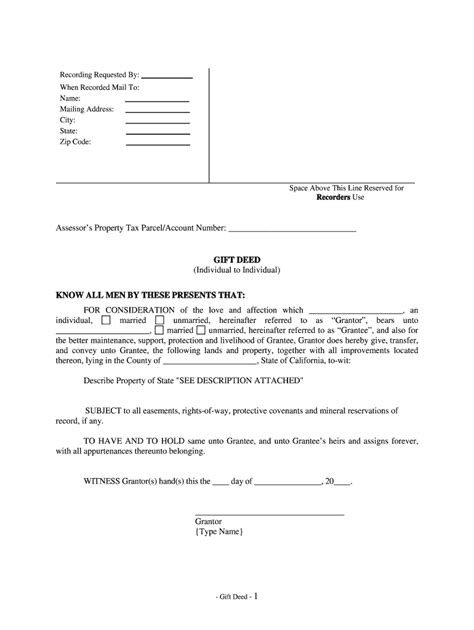 Free Fillable Gift Deed Form For California Printable Forms Free Online