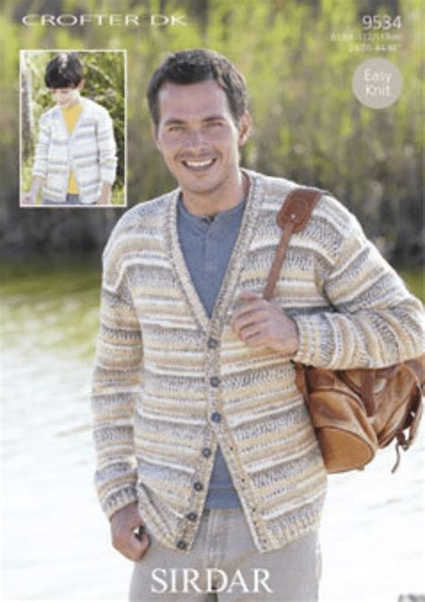 9534 Sirdar Crofter Dk Easy Knit Cardigan Knitting Pattern 24 46