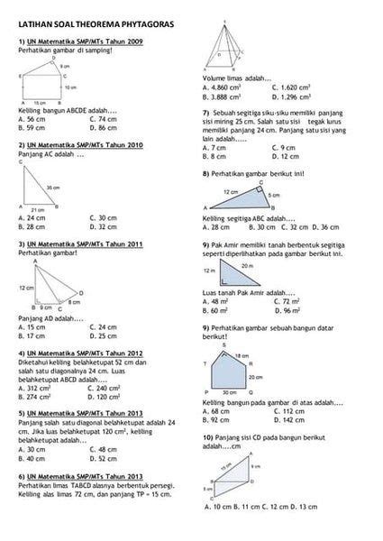 8 8 1 Soal Dan Pembahasan Teorema Pythagoras Matematika Sltp Kelas 8 Artofit