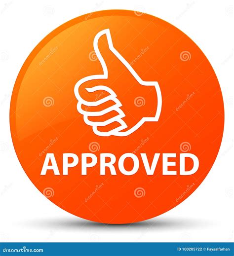 Approved Thumbs Up Icon Orange Round Button Stock Illustration