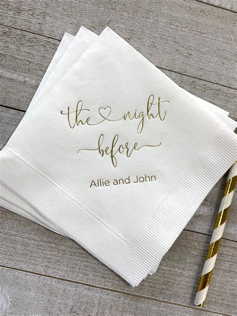 Personalized Rehearsal Napkins Custom Printed The Night Before Beverage