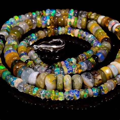 Natural Multi Ethiopian Opal Rondelle Smooth Beads 3X2 6X3mm Necklace