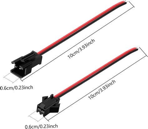 20Pairs JST SM 2Pin Plug Male To Female EL Wire Cable Connector Adapter