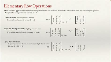 Elementary Row Operations And Matrices Youtube