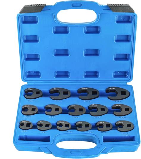 DASBET Crowfoot Wrench Set for 8mm to 24 mm Flare Nuts, 15PCS Metric