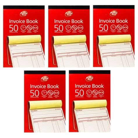 5x Pukka Pad Ncr Carbonless Duplicate Invoice Book 137x203mm Dcu5842