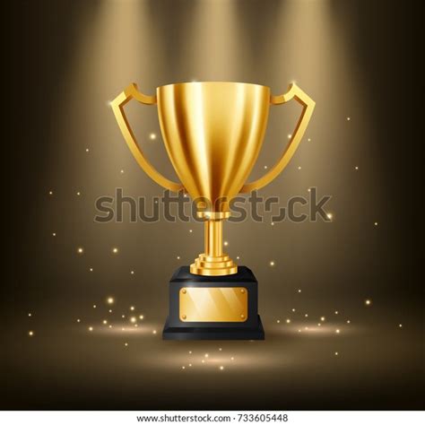 Realistic Golden Trophy Text Space Illuminated Stock Vector Royalty