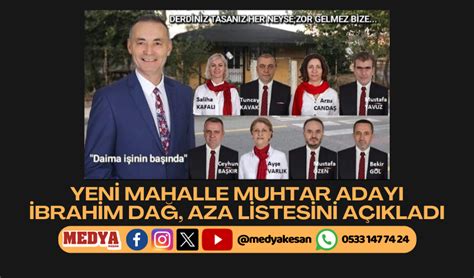 Yeni Mahalle Muhtar Aday Brahim Da Aza Listesini A Klad Medya Ke An