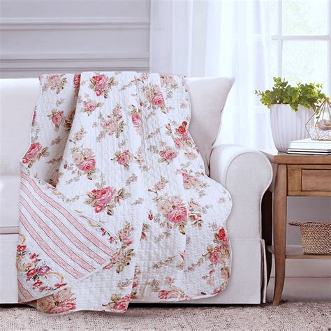 Floral Cozy Line Chic Shabby Spring Rose Cotton Quilt Throw