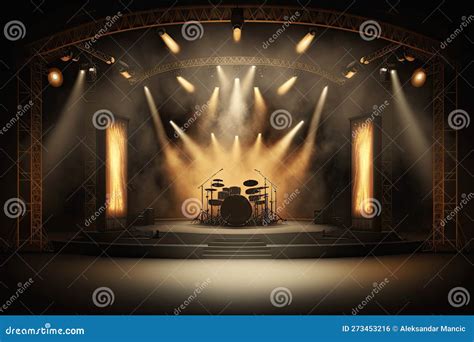 Empty concert stage stock illustration. Illustration of light - 273453216