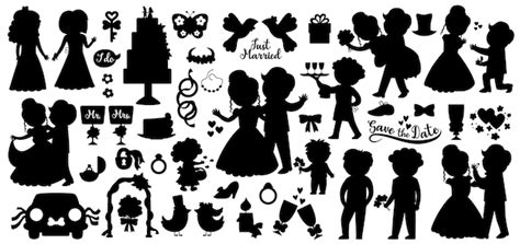 Vector Silhouettes De Mariage Ensemble Cérémonie De Mariage Icônes