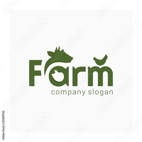 Farm simple logo. Farm animal sign. Green logotype for animal husbandry ...