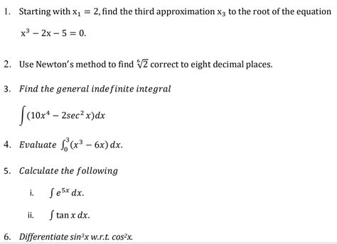 Solved 1 Starting With X1 2 Find The Third Approximation Chegg