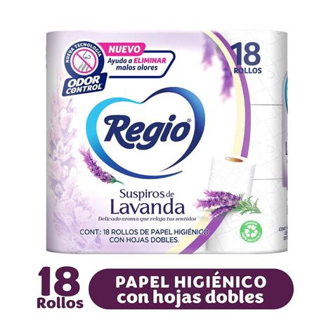 Papel Higiénico Regio Suspiros de Lavanda 18 rollos con 230 hojas