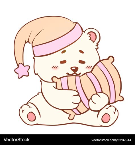 Sleeping Bear With Pillow Sweet Dreams Cute Kawaii