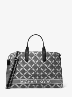 Hudson Oversized Empire Logo Jacquard Tote Bag Michael Kors