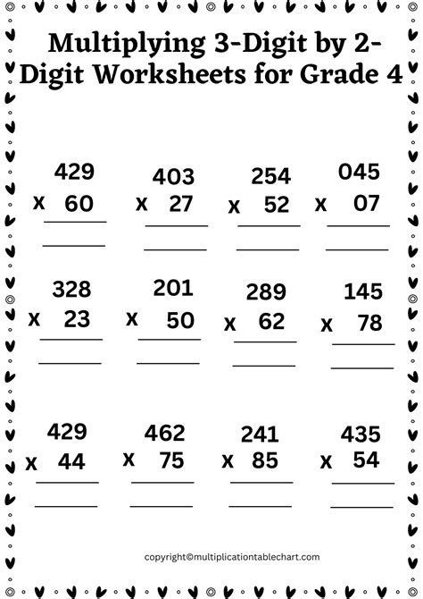 Multiplying 3 Digit By 2 Digit Worksheets 2 Digit By 3 Digit