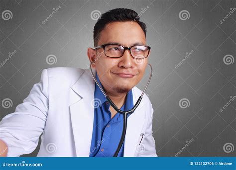 Funny Doctor Smiling stock photo. Image of care, face - 122132706