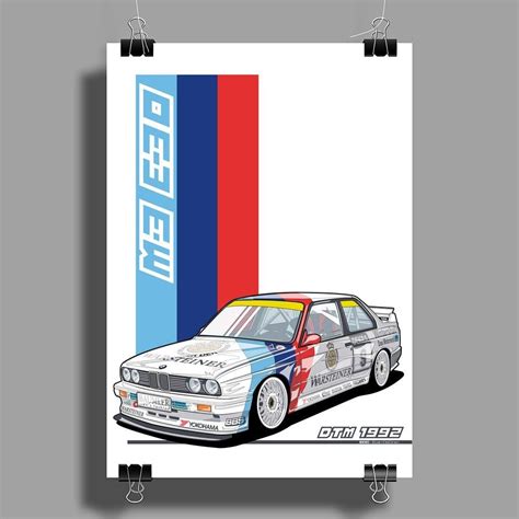 Bmw M3 E30 Dtm Wall Art Portrait A3 Poster Uk Home And Kitchen