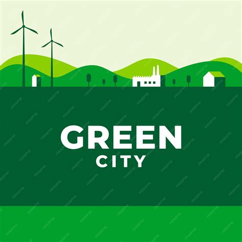 Plantilla De Diseño De Ilustración De La Ciudad Verde Vector Premium