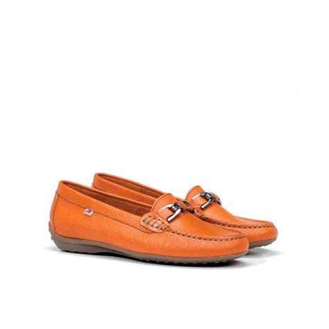 Zapatos Mocasines Mujer Fluchos Bruni F0804 Piel Floter Color Naranja