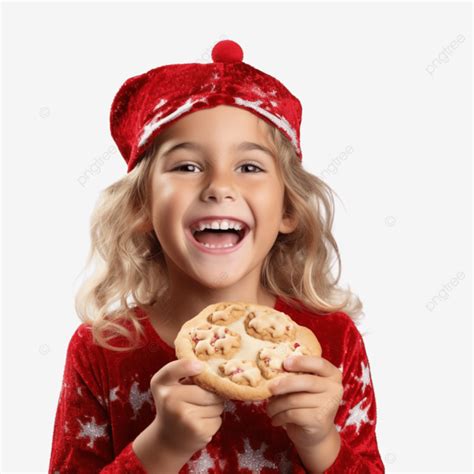 Feliz Linda Chica Con Sombrero De Papá Noel Sonriendo Y Sosteniendo