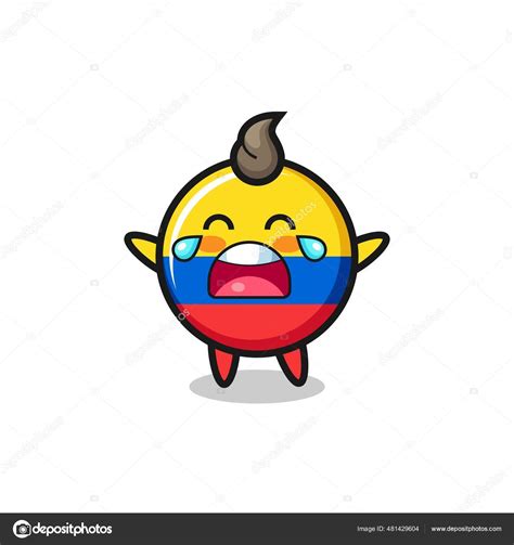 Illustration Crying Colombia Flag Badge Cute Baby Cute Style Design