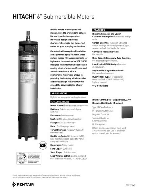 Pdf Hitachi 612 Submersible Motors · Pdf File1 Hitachi ® 612