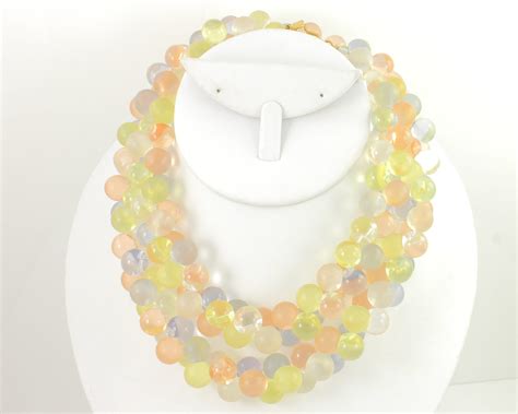 Vintage Monet Wisteria Lucite Bead Necklace Vintage 34 Pastel Lucite Bubble Necklace By Monet