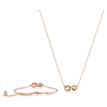 Hyperbola Set Infinity White Rose Gold Tone Plated Swarovski