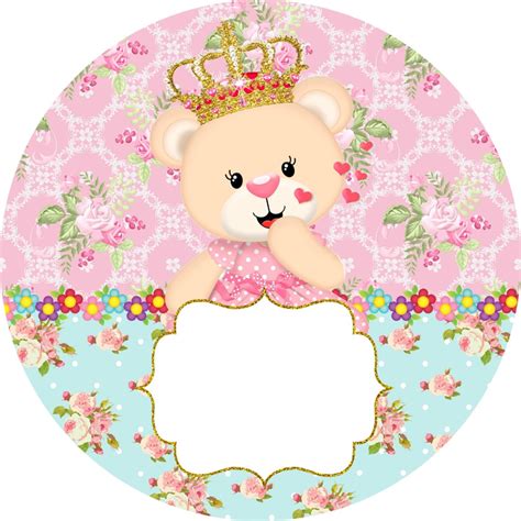 Adesivo Latinha Ursinha Princesa Floral Personalizado Elo