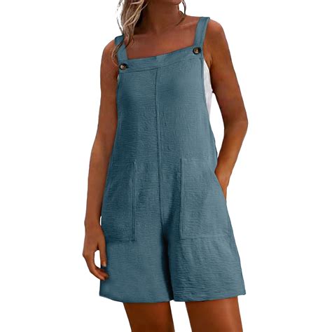 CHUMUD Women's Casual Rompers Loose Overalls One Piece Sleeveless Wide