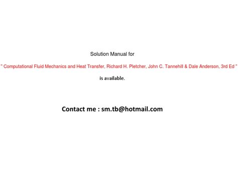 Solution Manual For Computational Fluid Mechanics and Heat Transfer ...